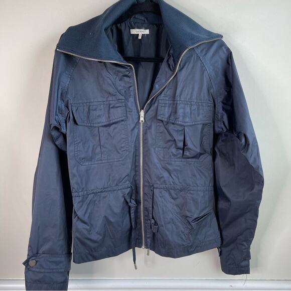 Ganni blue zip up cargo windbreaker jacket size XS‎ - Picture 1 of 6
